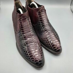 Freebird Opal Booties Womens 10 Oxblood Leather Iced Burgundy Snake Western